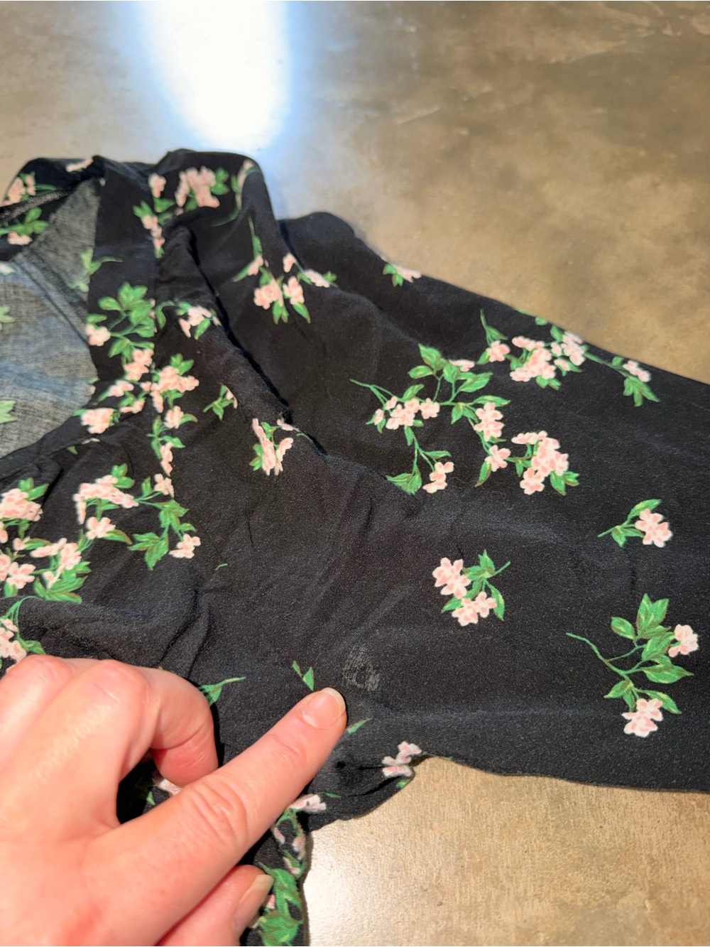 Old Navy XXL Black Floral Peplum Blouse Square Neck Balloon Sleeve Cottage - Picture 13 of 14